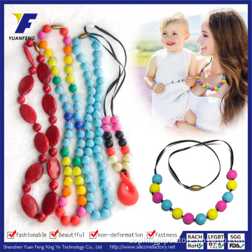 BPA Free Silicone Teething Necklace Chewelry Beads 76mm Necklace Pendant
